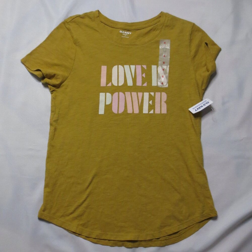 4/$14 NWT OLD NAVY womens CREW short sleeve LOVE IS POWER tee T-SHIRT SIZE S
